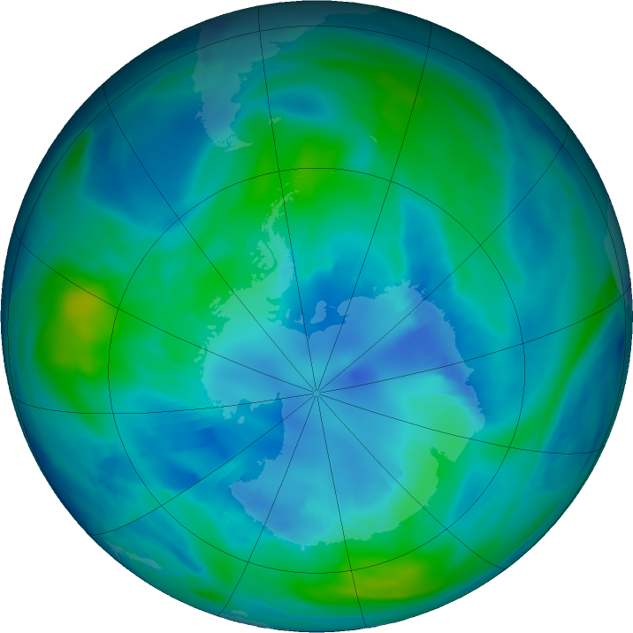 Antarctic ozone map for 14 April 2017